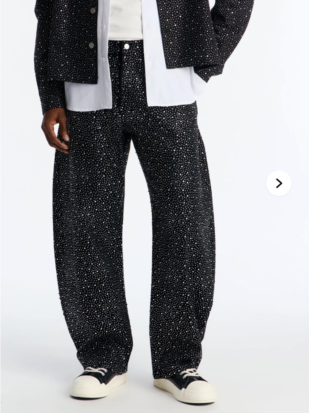 NovaMen Barrel Iced Obsidian Jean - Black with Rhinestones